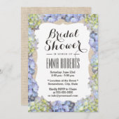 Invitation Elégante Fête des mariées Burlap de fleurs d'Hydra (Devant / Derrière)