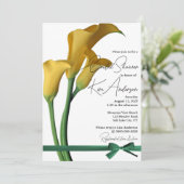 Invitation Elégante Fête des mariées Calla Lily Jaune (Debout devant)