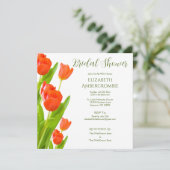 Invitation Élégante Fête des mariées Carré Florale (Debout devant)