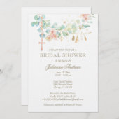 Invitation Elégante Fête des mariées catholique Eucalyptus (Devant / Derrière)