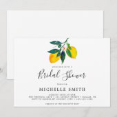 Invitation Elégante Fête des mariées chic citron Aquarelle (Devant / Derrière)