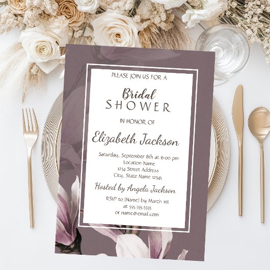 Invitation Élégante Fête des mariées Chic Magnolia