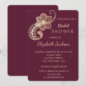 Invitation Élégante Fête des mariées chic or Paisley (Devant / Derrière)