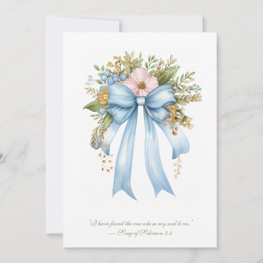 Invitation Élégante Fête des mariées chrétienne Floral Bow (Dos)