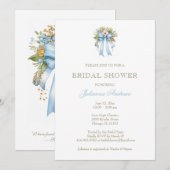 Invitation Élégante Fête des mariées chrétienne Floral Bow (Devant / Derrière)