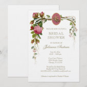 Invitation Elégante Fête des mariées Christian Roses Invitati (Devant / Derrière)