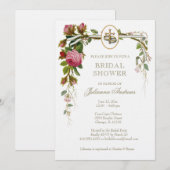 Invitation Elégante Fête des mariées Christian Roses Invitati (Devant / Derrière)