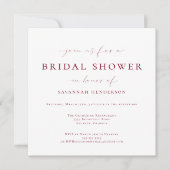 Invitation Elégante Fête des mariées classique bordeaux (Devant)