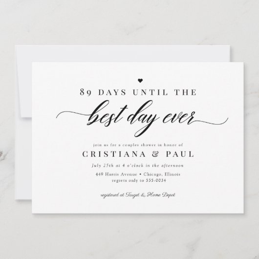 Invitation Élégante Fête des mariées Classique Couples Script (Devant)