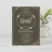 Invitation Elégante Fête des mariées Confetti Diamant Or (Debout devant)