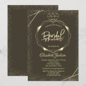 Invitation Elégante Fête des mariées Confetti Diamant Or (Devant / Derrière)