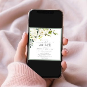 Invitation Elégante Fête des mariées couleur vert gris blanc