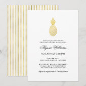 Invitation Élégante Fête des mariées d'ananas en or (Devant / Derrière)