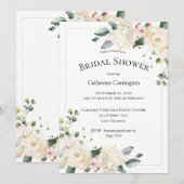 Invitation Elégante Fête des mariées d'aquarelle blanche (Devant / Derrière)