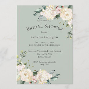 Invitation Elégante Fête des mariées d'aquarelle blanche