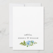 Invitation Elégante Fête des mariées d'aquarelle Blue Hydrang (Dos)