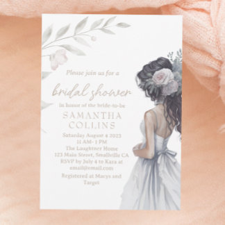 Invitation Elégante Fête des mariées d'aquarelle de mariage