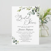 Invitation Elégante Fête des mariées d'aquarelle Eucalyptus (Debout devant)