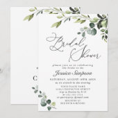 Invitation Elégante Fête des mariées d'aquarelle Eucalyptus (Devant / Derrière)