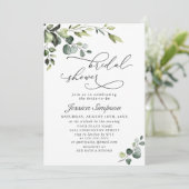 Invitation Elégante Fête des mariées d'aquarelle Eucalyptus (Debout devant)