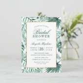 Invitation Elégante Fête des mariées d'aquarelle Feuille trop (Debout devant)