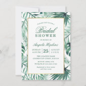 Invitation Elégante Fête des mariées d'aquarelle Feuille trop (Devant)