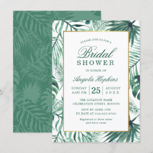 Invitation Elégante Fête des mariées d'aquarelle Feuille trop