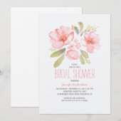 Invitation Elégante Fête des mariées d'aquarelle florale (Devant / Derrière)