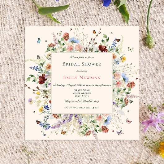 Invitation Elégante Fête des mariées d'aquarelle florale Boho