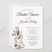 Invitation Elégante Fête des mariées d'aquarelle florale bord (Devant)