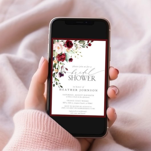 Invitation Elégante Fête des mariées d'aquarelle florale bord