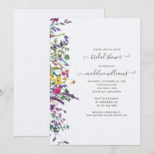 Invitation Elégante Fête des mariées d'aquarelle florale Fleu (Devant / Derrière)