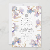 Invitation Elégante Fête des mariées d'aquarelle florale Iris (Devant)