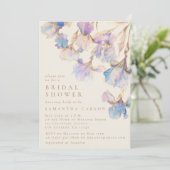 Invitation Elégante Fête des mariées d'aquarelle florale Iris (Debout devant)
