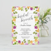 Invitation Elégante Fête des mariées d'aquarelle florale viol (Debout devant)