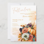 Invitation Elégante Fête des mariées d'aquarelle jaune automn (Devant)