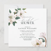 Invitation Elégante Fête des mariées d'aquarelle Magnolia bla (Devant)