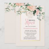 Invitation Elégante Fête des mariées d'aquarelle rose (Devant / Derrière)