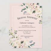 Invitation Elégante Fête des mariées d'aquarelle rose (Devant / Derrière)