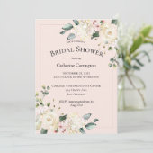 Invitation Elégante Fête des mariées d'aquarelle rose (Debout devant)