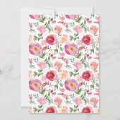 Invitation Elégante Fête des mariées d'aquarelle rose chaud (Dos)