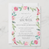 Invitation Elégante Fête des mariées d'aquarelle rose chaud f (Devant)