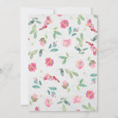 Invitation Elégante Fête des mariées d'aquarelle rose chaud f (Dos)