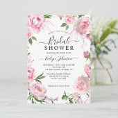 Invitation Elégante Fête des mariées d'aquarelle rose pâle (Debout devant)