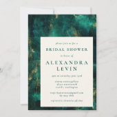 Invitation Elégante Fête des mariées d'aquarelle verte or (Devant)