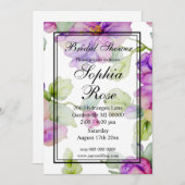 Invitation Elégante Fête des mariées d'aquarelle violette (Devant / Derrière)