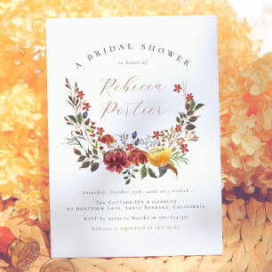 Invitation Elégante Fête des mariées d'automne Fleur sauvage