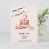 Invitation Élégante Fête des mariées d'aventure Blush Pink (Debout devant)