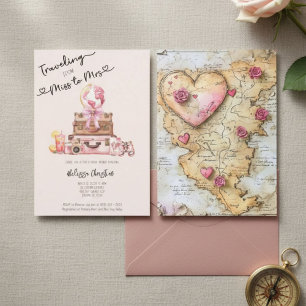 Invitation Élégante Fête des mariées d'aventure Blush Pink