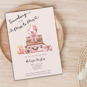 Invitation Élégante Fête des mariées d'aventure Blush Pink